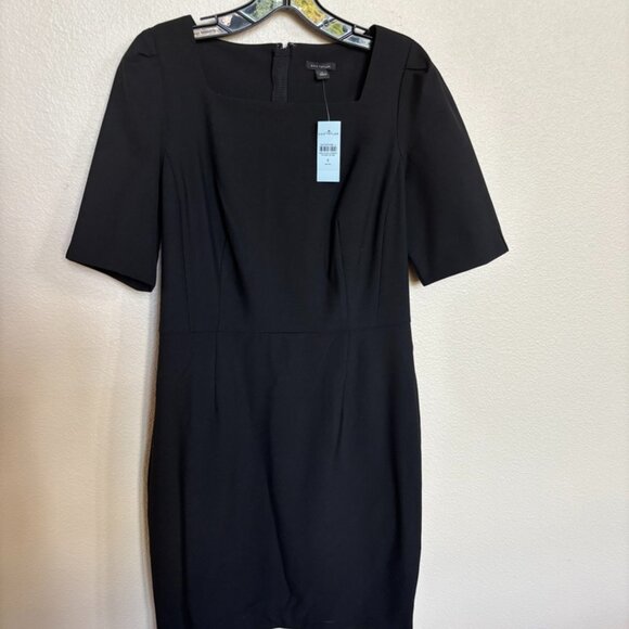 ANN TAYLOR The Petite Elbow Sleeve Square Neck Dress Seasonless Stretch Sz 6P - Picture 12 of 12
